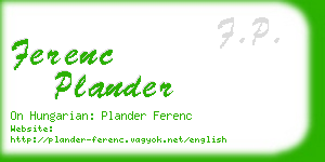 ferenc plander business card